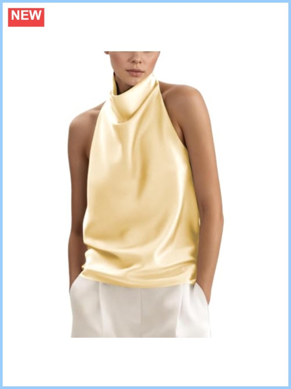 Silk Satin Halter Tank Top Sleeveless Backless Cami Women's
